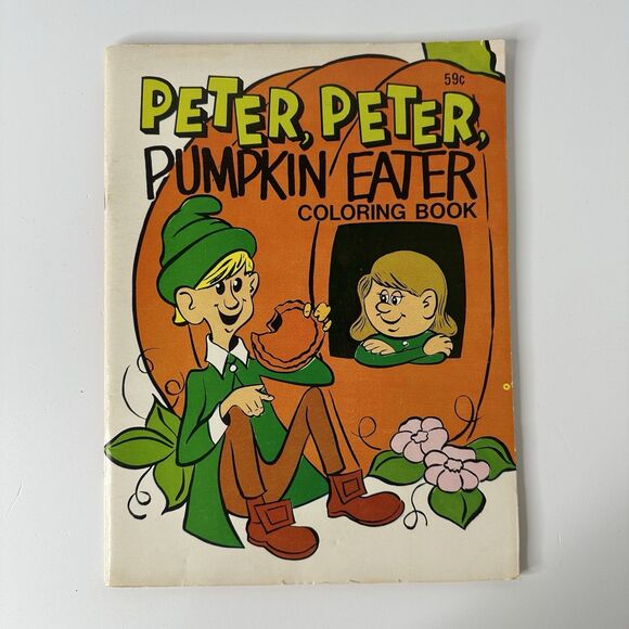 Vtg Peter Peter Pumpkin Eater Coloring Book Fairy Tales Nursery Rhymes Uncolored - Picture 9 of 9